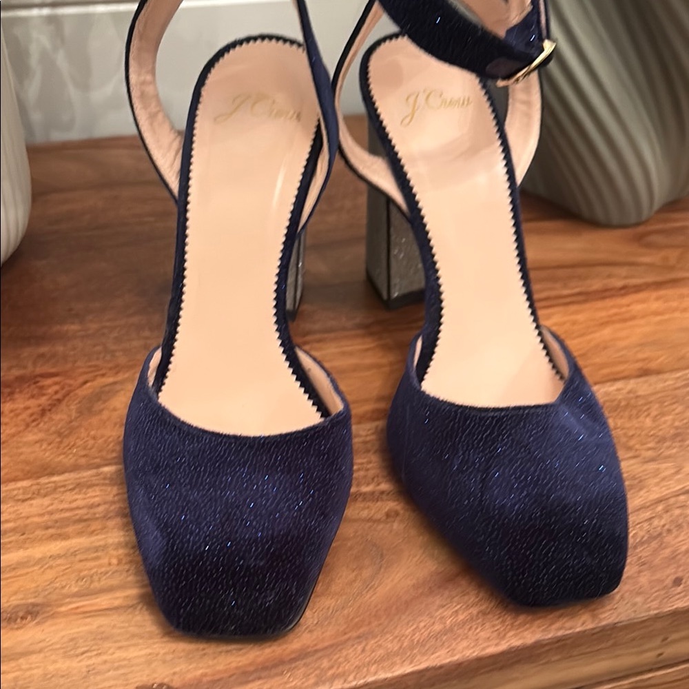 J. Crew Women's Navy Heels worn once sz8. Pristine condition